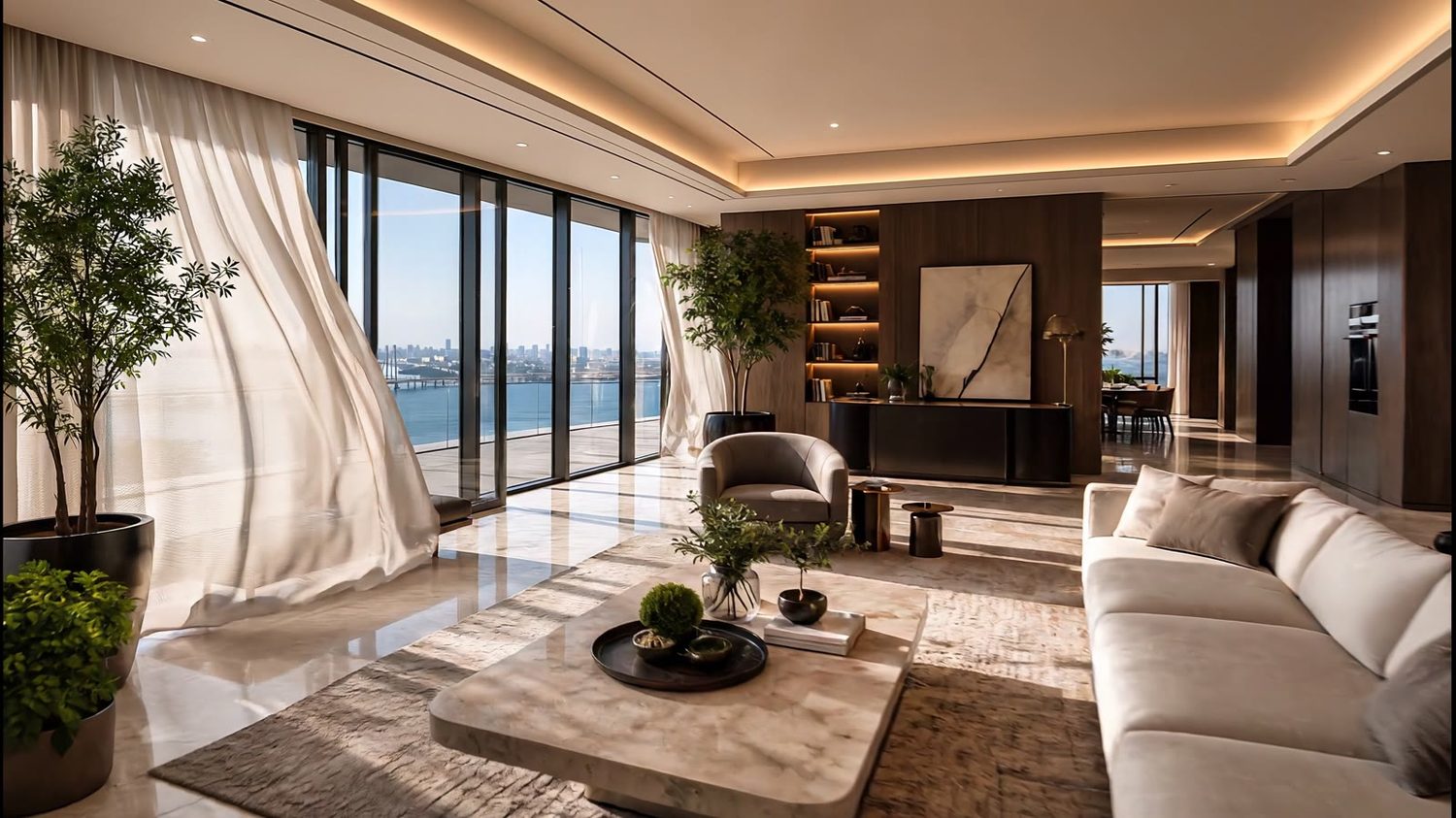 Adani Bandra Reclamation — Living room towards the sea