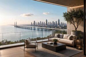 Adani Bandra Reclamation floor plan - sea-facing residence balcony overlooking the Bandra-Worli Sea Link (artist's impression)